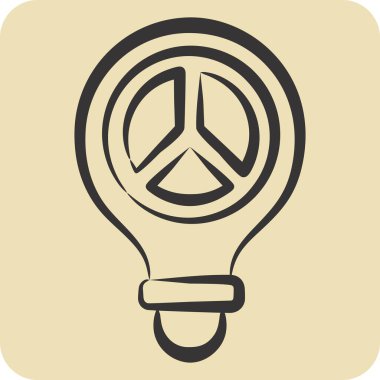 İkon Barış Düşüncesi. Dünya Barışı sembolüyle ilgili. El çizimi tarzı. dizayn edilebilir