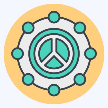 İkon Barışı. Dünya Barışı sembolüyle ilgili. renk arkadaşı stili. dizayn edilebilir