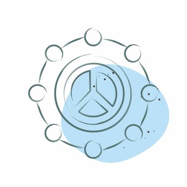 İkon Barışı. Dünya Barışı sembolüyle ilgili. Renkli Leke Biçimi. dizayn edilebilir