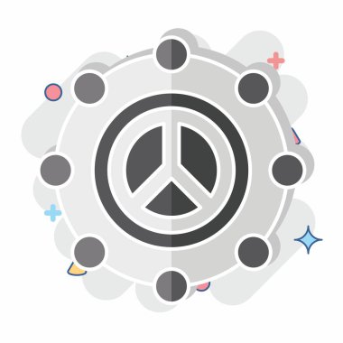 İkon Barışı. Dünya Barışı sembolüyle ilgili. Çizgi roman. dizayn edilebilir