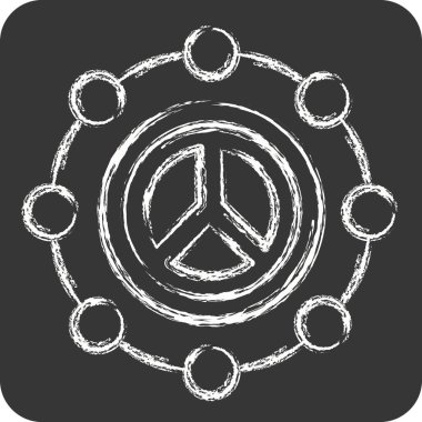 İkon Barışı. Dünya Barışı sembolüyle ilgili. Tebeşir stili. dizayn edilebilir