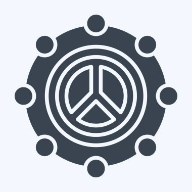 İkon Barışı. Dünya Barışı sembolüyle ilgili. Kabartma tarzı. dizayn edilebilir