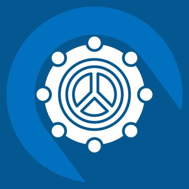 İkon Barışı. Dünya Barışı sembolüyle ilgili. Uzun gölge tarzı. dizayn edilebilir