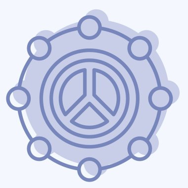 İkon Barışı. Dünya Barışı sembolüyle ilgili. İki ton stili. dizayn edilebilir