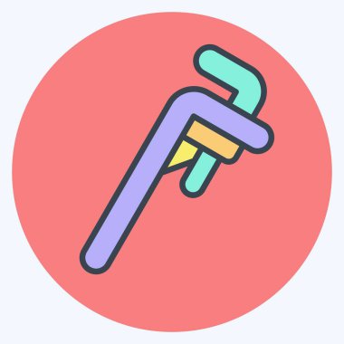 Simge Boru Anahtarı. Tamir Aletleri sembolüyle ilgili. renk arkadaşı stili. dizayn edilebilir