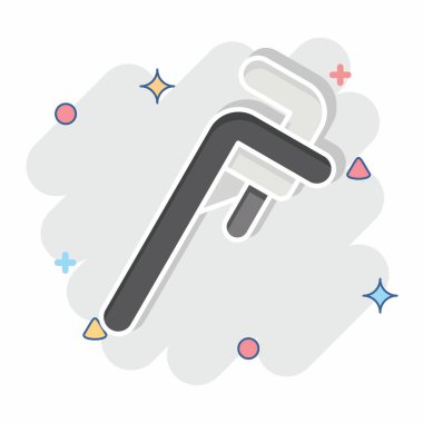 Simge Boru Anahtarı. Tamir Aletleri sembolüyle ilgili. Çizgi roman. dizayn edilebilir