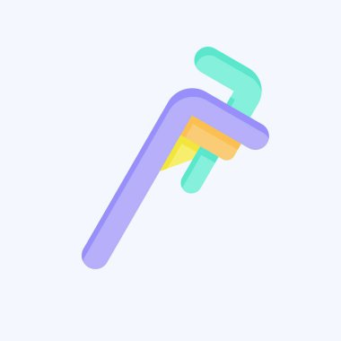 Simge Boru Anahtarı. Tamir Aletleri sembolüyle ilgili. Düz stil. dizayn edilebilir