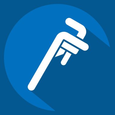 Simge Boru Anahtarı. Tamir Aletleri sembolüyle ilgili. Uzun gölge tarzı. dizayn edilebilir