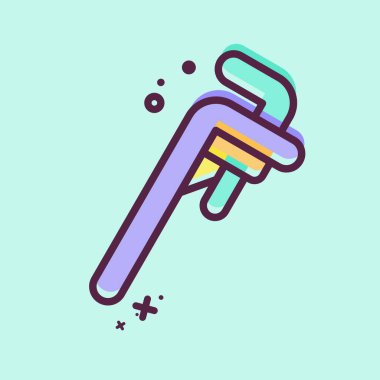 Simge Boru Anahtarı. Tamir Aletleri sembolüyle ilgili. MBE tarzı. dizayn edilebilir