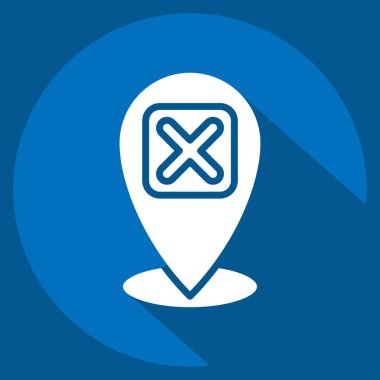 Simge Noktası. Ünlem sembolüyle ilgili. Uzun gölge tarzı. dizayn edilebilir