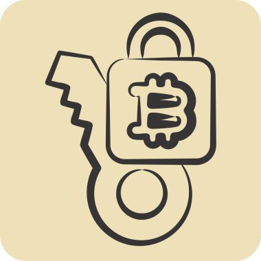 Simge Gizli Anahtarı. Kripto para birimi sembolüyle ilgili. el çizimi biçim