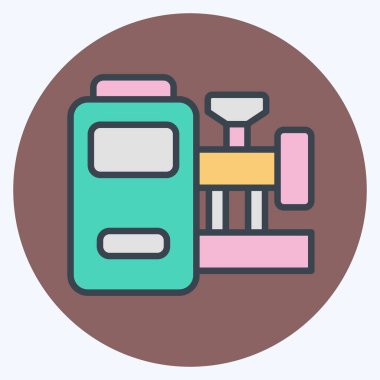 Simge Üretim Makinesi. Endüstri sembolüyle ilgili. renk arkadaşı stili. dizayn edilebilir