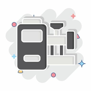 Simge Üretim Makinesi. Endüstri sembolüyle ilgili. Çizgi roman. dizayn edilebilir