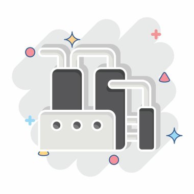 Simge Rafinerisi. Endüstri sembolüyle ilgili. Çizgi roman. dizayn edilebilir