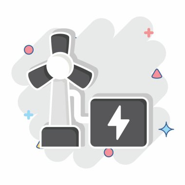 Simge Yenilenebilir Enerji. Endüstri sembolüyle ilgili. Çizgi roman. dizayn edilebilir