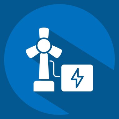 Simge Yenilenebilir Enerji. Endüstri sembolüyle ilgili. Uzun gölge tarzı. dizayn edilebilir