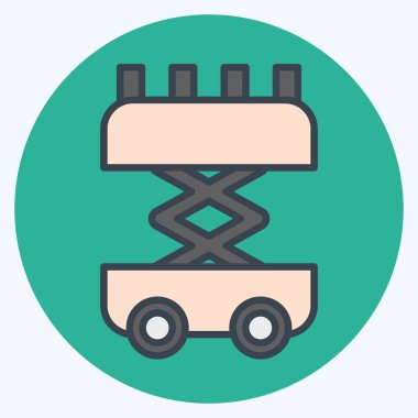 Simge Makas Kaldırma. İnşaat Mühendisliği sembolüyle ilgili. renk arkadaşı stili. dizayn edilebilir