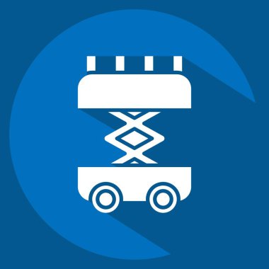 Simge Makas Kaldırma. İnşaat Mühendisliği sembolüyle ilgili. Uzun gölge tarzı. dizayn edilebilir