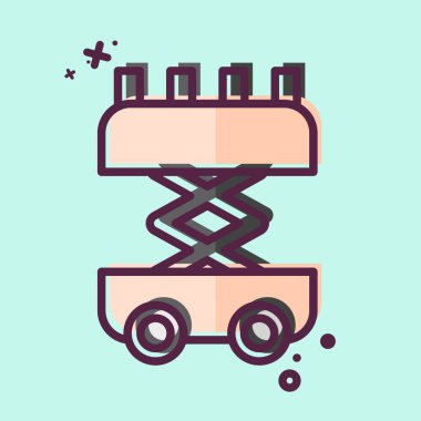 Simge Makas Kaldırma. İnşaat Mühendisliği sembolüyle ilgili. MBE tarzı. dizayn edilebilir