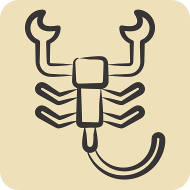 Simge Akrep. Böceklerin sembolü. El çizimi tarzı. dizayn edilebilir