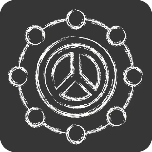 İkon Barışı. Dünya Barışı sembolüyle ilgili. Tebeşir stili. dizayn edilebilir