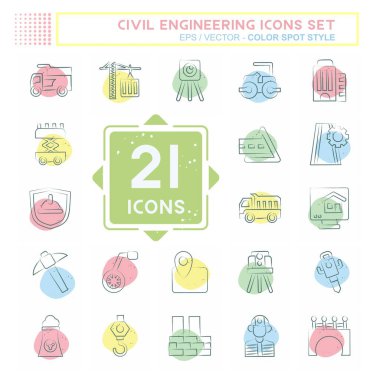 Simge Ayarlı İnşaat Mühendisliği. Eğitim sembolüyle ilgili. Renkli Leke Biçimi. düzenlenebilir