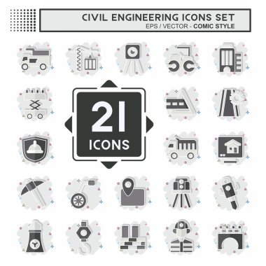 Simge Ayarlı İnşaat Mühendisliği. Eğitim sembolüyle ilgili. Çizgi roman. düzenlenebilir