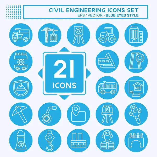 Simge Ayarlı İnşaat Mühendisliği. Eğitim sembolüyle ilgili. Mavi gözlü. düzenlenebilir