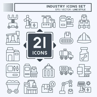 Icon Set Endüstri. Eğitim sembolüyle ilgili. Sıra tarzı. dizayn edilebilir
