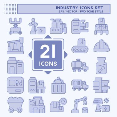 Icon Set Endüstri. Eğitim sembolüyle ilgili. İki ton stili. dizayn edilebilir