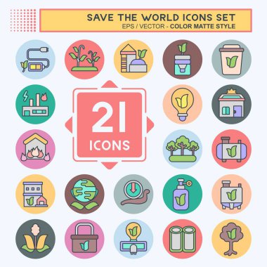 Simge Ayarla Dünyayı Kurtar. Eğitim sembolüyle ilgili. renk arkadaşı stili. düzenlenebilir