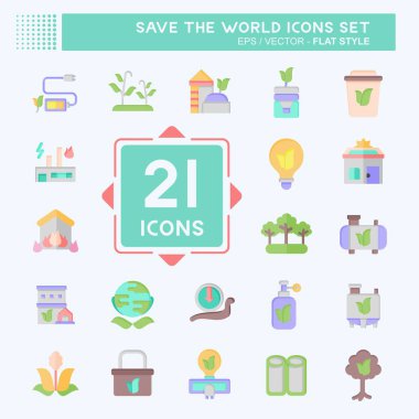 Simge Ayarla Dünyayı Kurtar. Eğitim sembolüyle ilgili. Düz stil. düzenlenebilir