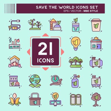 Simge Ayarla Dünyayı Kurtar. Eğitim sembolüyle ilgili. MBE tarzı. düzenlenebilir