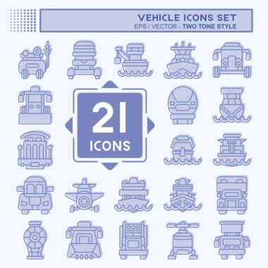 Simge Ayarlı Araç. Ulaşım sembolüyle ilgili. İki ton stili. düzenlenebilir