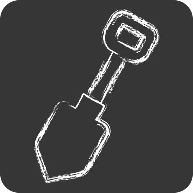 İkon Showel. Tamir Aletleri sembolüyle ilgili. Tebeşir stili. dizayn edilebilir