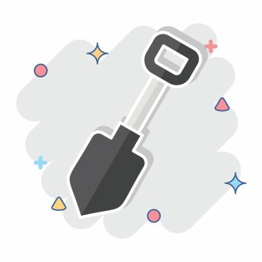 İkon Showel. Tamir Aletleri sembolüyle ilgili. Çizgi roman. dizayn edilebilir