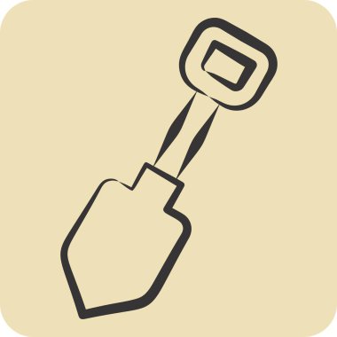 İkon Showel. Tamir Aletleri sembolüyle ilgili. El çizimi tarzı. dizayn edilebilir