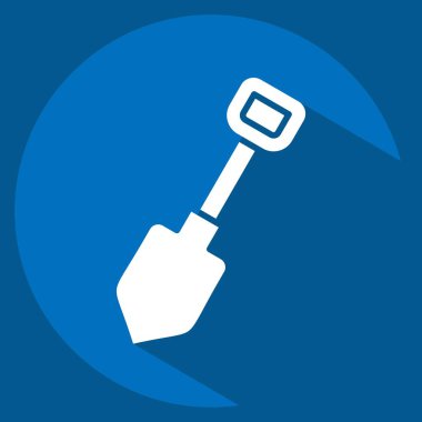 İkon Showel. Tamir Aletleri sembolüyle ilgili. Uzun gölge tarzı. dizayn edilebilir