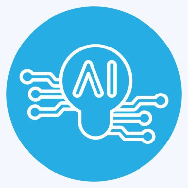 Simge Akıllı Fikirler. Yapay Zeka sembolüyle ilgili. mavi gözler tarzı