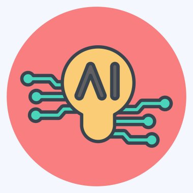 Simge Akıllı Fikirler. Yapay Zeka sembolüyle ilgili. renk eşi biçimi