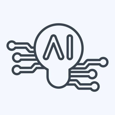 Simge Akıllı Fikirler. Yapay Zeka sembolüyle ilgili. satır biçimi