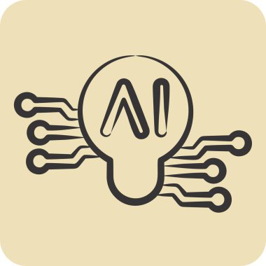 Simge Akıllı Fikirler. Yapay Zeka sembolüyle ilgili. el çizimi biçim