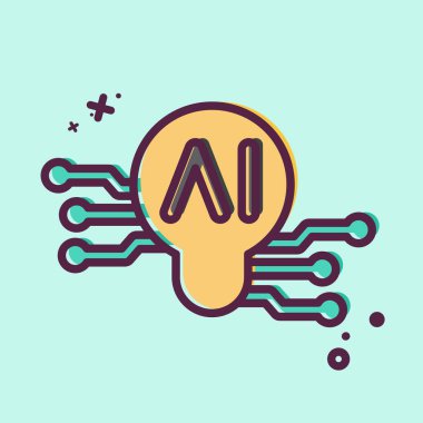 Simge Akıllı Fikirler. Yapay Zeka sembolüyle ilgili. MBE biçimi