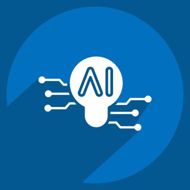 Simge Akıllı Fikirler. Yapay Zeka sembolüyle ilgili. uzun gölge biçimi