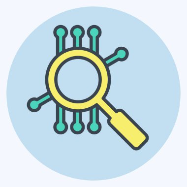 Simge Akıllı Arama. Yapay Zeka sembolüyle ilgili. renk eşi biçimi