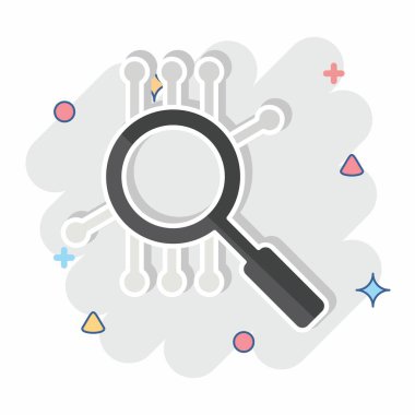 Simge Akıllı Arama. Yapay Zeka sembolüyle ilgili. çizgi roman biçimi