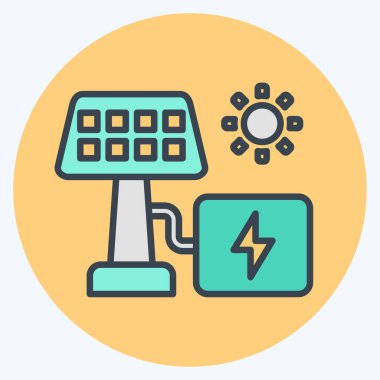 Icon Güneş Enerjisi. Endüstri sembolüyle ilgili. renk arkadaşı stili. dizayn edilebilir