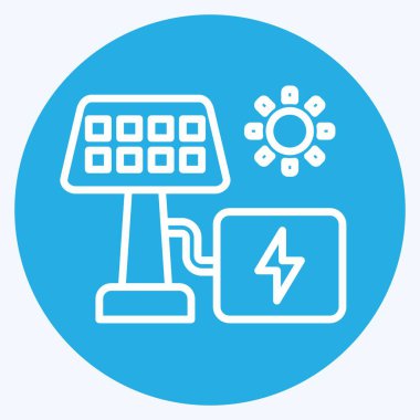 Icon Güneş Enerjisi. Endüstri sembolüyle ilgili. Mavi gözlü. dizayn edilebilir