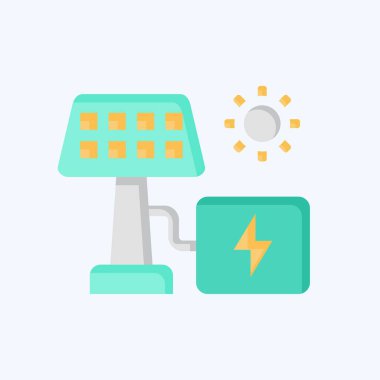 Icon Güneş Enerjisi. Endüstri sembolüyle ilgili. Düz stil. dizayn edilebilir