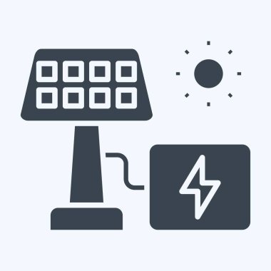 Icon Güneş Enerjisi. Endüstri sembolüyle ilgili. Kabartma tarzı. dizayn edilebilir